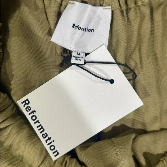 Reformation Olive Twill  Wide Leg Pants - Picture 4 of 7